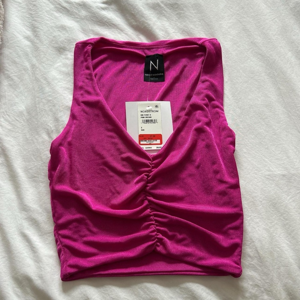 Nordstrom Fuchsia Ruched Crop Top